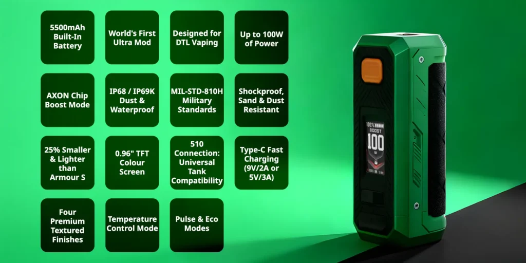 Vaporesso Armour Ultra Mod Key Features
