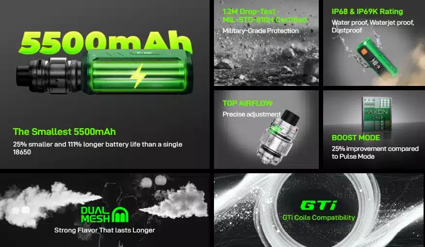 Vaporesso Armour Ultra Vape Kit Features