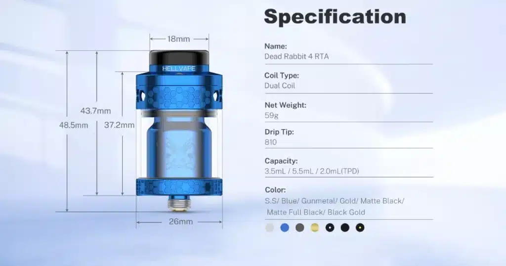 Hellvape Dead Rabbit 4 RTA Specifications Hellvape Dead Rabbit 4 RTA Specifications