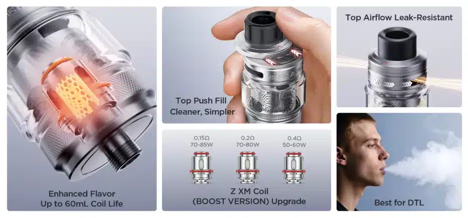 Geekvape Z Sub-Ohm Tank 5 Key Features Geekvape Z Sub-Ohm Tank 5 Key Features