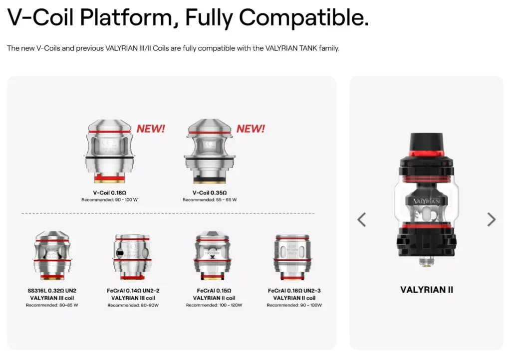 Uwell Valyrian 4 Tank Coil Compatibility