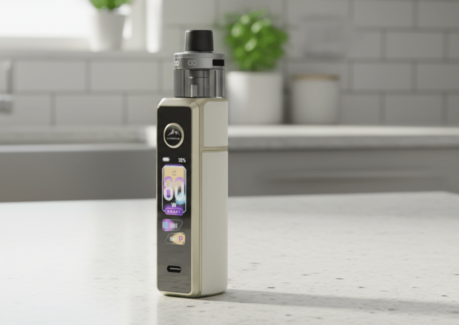 VOOPOO Drag X3 Pod Kit in a kitchen