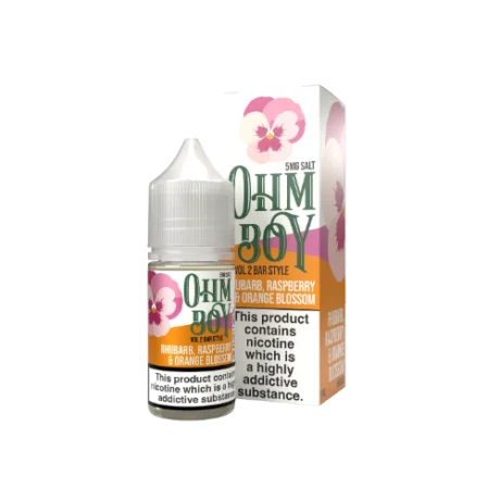 Ohm Boy V2 Bar Style Nic Salts 10ml Rhubarb Raspberry Orange Blossom
