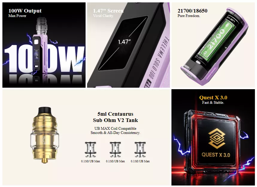 Lost Vape Thelema Solo 100 Pro Vape Kit Features Lost Vape Thelema Solo 100 Pro Vape Kit Features