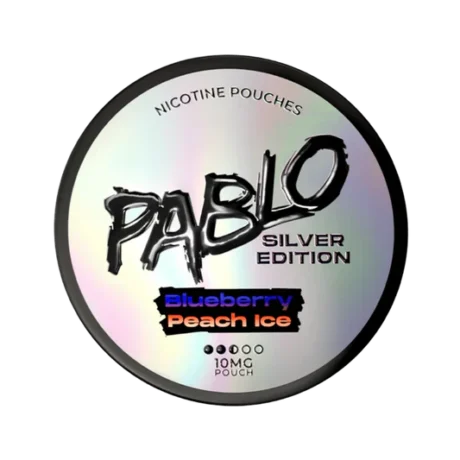 Pablo Silver Edition Nicotine Pouches 10mg Blueberry Peach Ice