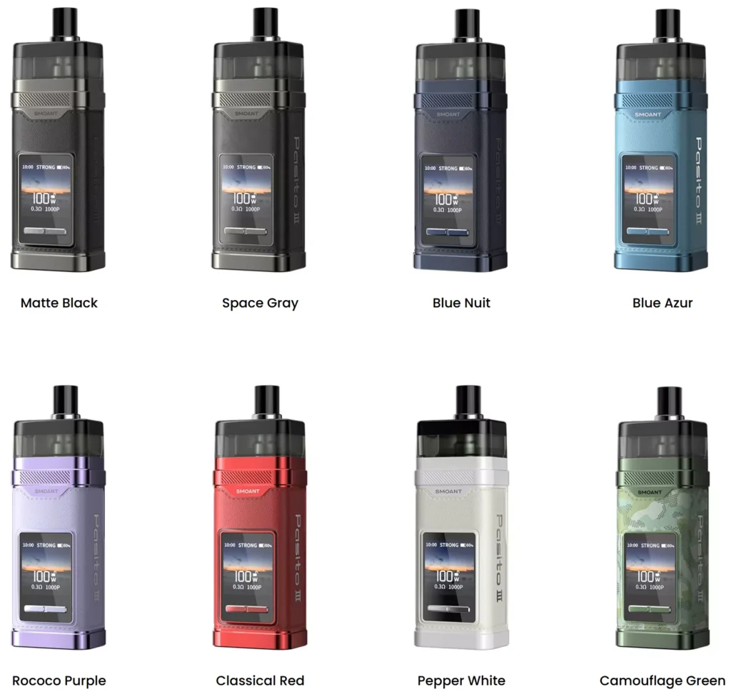 Smoant Pasito 3 Pod Vape Kit Colours Smoant Pasito 3 Pod Vape Kit Colours