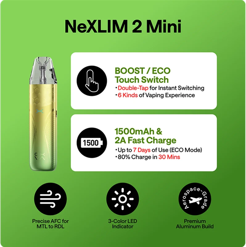 OXVA Nexlim 2 Mini Pod Vape Kit Features OXVA Nexlim 2 Mini Pod Vape Kit Features