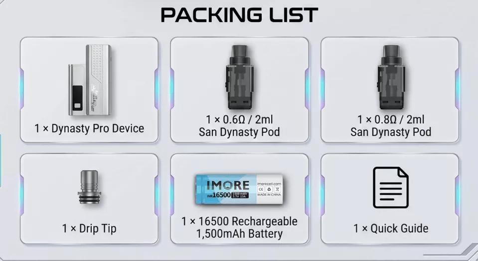 San Dynasty Pro Pod Kit by Orca Vape Contents San Dynasty Pro Pod Kit by Orca Vape Contents