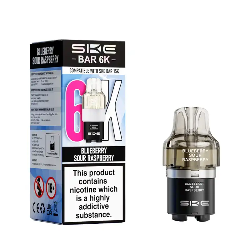 SKE Bar 6K Replacement Prefilled Pods Blueberry Sour Raspberry